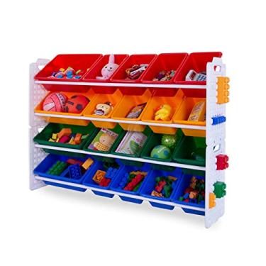 Imagem de UNiPLAY Organizador de brinquedos com 20 caixas de armazenamento removíveis, organizador de vários compartimentos para livros, blocos de construção, materiais escolares, brinquedos com moldura de placa de base (Primário)