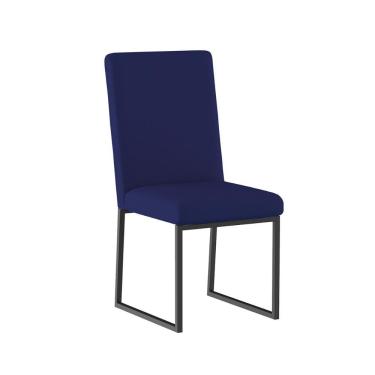 Imagem de Cadeira Para Mesa Jantar Com Base De Ferro Preto - Balaqui Azul Marinho