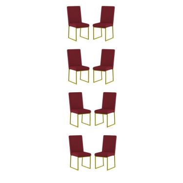 Imagem de Kit 8 Cadeiras De Jantar Com Base De Ferro Dourado Balaqui Marsala