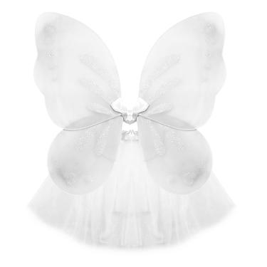 Imagem de Kit Asa De Borboleta E Saia Tule Infantil Branca