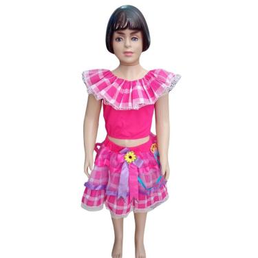 Imagem de Fantasia Festa Junina Infantil Cropped E Saia Bandeira Flor Tamanho 14