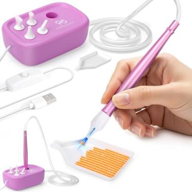 Imagem de PP OPOUNT Caneta a vácuo Diamond Art com 4 pontas de broca, caneta elétrica de pintura de diamante com bomba de vácuo - integração de armazenamento, ferramentas de arte de diamante para pintura de