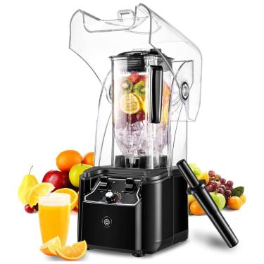 Imagem de Liquidificador Comercial para Smoothies 2200W, 2.2 Litros, 15 Velocidades, Lâmina de Aço Inoxidável de 6 Folhas, Autolimpeza, Preto,Senlee