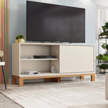 Imagem de Rack para Tv até 55 Polegadas Porta com Textura Microrripada Pés Caval