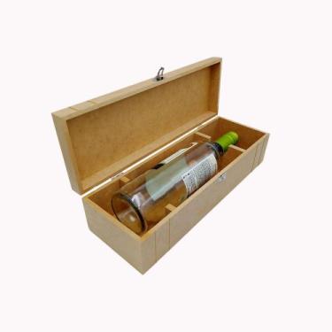 Imagem de Caixa Vinho Mdf Cru Com Fecho Suporte Para Garrafa Presente - DF Morae