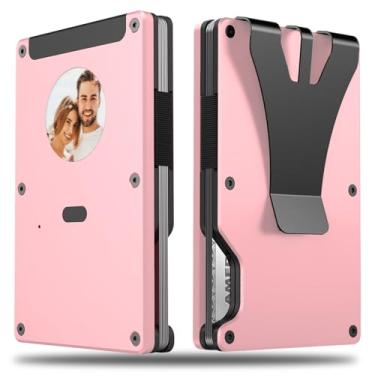 Imagem de HPSH Carteira Air Wallet, rastreador integrado, carteira inteligente com clipe para dinheiro, compatível com FindMy Network (apenas iOS), porta-cartão antifurto, *Presente para homens, E rosa, slim