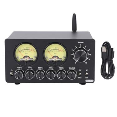 Imagem de Som 5 banda equalizador de alumínio de alumínio Bluetooth 5.0 EQ Pré -amplificador Equalizador com medidor vintage vu