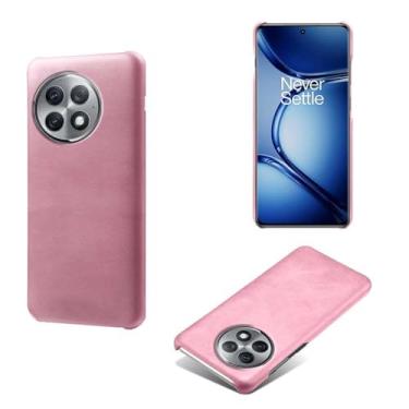 Imagem de Capa para Oneplus Ace 2 PRO,Proteção contra quedas,Casca de volta de cor sólida simples,Design de couro de imitação de plástico-Pink
