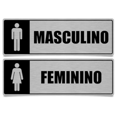 Imagem de Placa de Identificação Porta Banheiro Sanitario Feminino Masculino Sinalização
