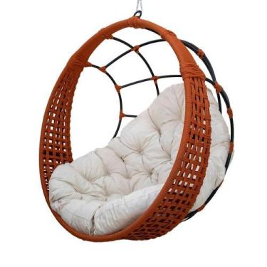Imagem de Balanço Ninho Suspenso + Mola E Mosquetão Corda Náutica Ocre Almofada 