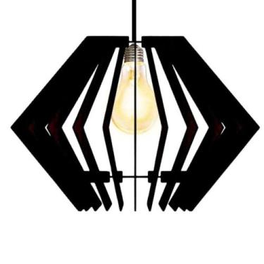 Imagem de Luminária Teto Tipo Pendente Diamante Mdf Completa - Preta - LENOBRE