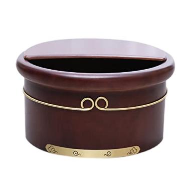 Imagem de Balde de madeira para banho de pés com tampa Balde de banho vertical para pés de forma única lavatório doméstico para spa, sauna, imersão, balde de madeira para pés spa A (B)