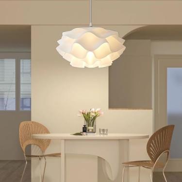 Imagem de KSSTEVNBD Lustre vintage E27 branco acrílico romântico design floral luz pendente altura ajustável mesa de jantar pendurado iluminação sala de estar estilo rústico sala de estar cozinha hotel teto