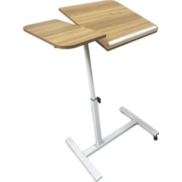 Imagem de Mesa Para Laptop com Rodas Mesa Portátil para Sofá e Cama Altura AjustáVel, Tampo de Mdf Inclinável