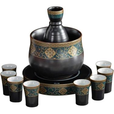 Imagem de JOEUQK Conjunto de saquê com 11 peças, incluindo termostato elétrico, panela de aquecimento, panela de saquê, copos de saquê