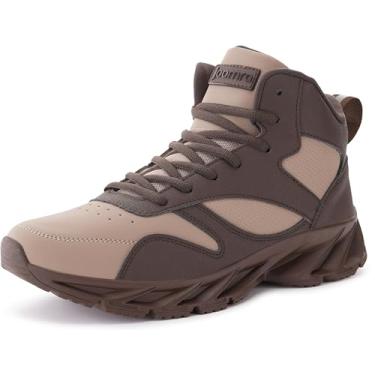 Imagem de Joomra Tênis masculino estiloso de cano alto inspirado no atletismo, X3 | cáqui, 37