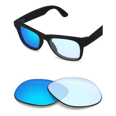 Imagem de BLAZERBUCK Lentes de reposição anti-sal para RayBan Meta Wayfarer RW4008 53 mm - Fotocrômica transparente a azul gelo