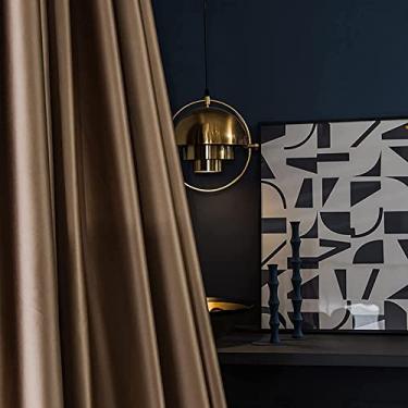 Imagem de Cortina blackout para sala de estar, cortinas de janela de cetim com ilhós, cortinas de janela de privacidade com isolamento térmico para quarto 1 painel - cortina café 400 x 270 cm
