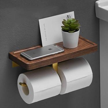 Imagem de Conjuntos de ferragens de banheiro de madeira e cobre, suporte de toalha, suporte de papel, gancho de barra de toalha, kit de acessórios de banheiro, prateleira de toalha12 (suporte de lenço29)