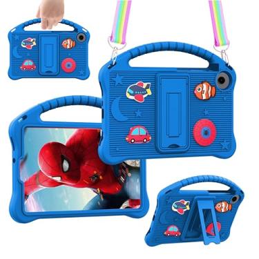 Imagem de Kwamaz Capa para Galaxy Tab A9 de 22 cm, com alça de suporte, capa de silicone macio para tablet Samsung A9 de 22 cm, azul