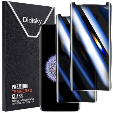 Imagem de Didisky Película protetora de privacidade para Samsung Galaxy S9 Plus/S9+, 2 unidades, vidro temperado, cobertura total curvada 3D, antiespião, antiarranhões, sem bolhas, fácil de instalar, 9H