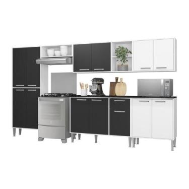 Imagem de Cozinha Compacta Multimóveis Xangai Jazz Fg3160 Branca/preta - MULTIMO