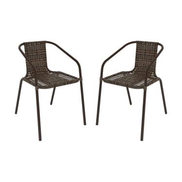 Imagem de Kit 2 Cadeiras De Jardim Junco Sintético Multimóveis Cr8006 Café Mesclado