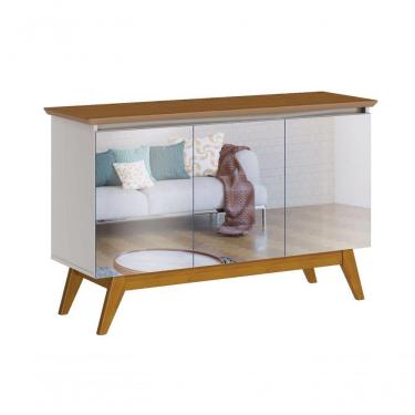 Imagem de Buffet Classic 3 Portas Off White Com Freijó E Espelho - Imcal Móveis