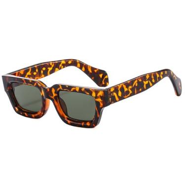Imagem de Óculos de Sol Punk Masculino UV400 Cinza Jelly Feminino para Esportes ao Ar Livre, Corrida e Ciclismo, Estampa de Leopardo Verde Escuro