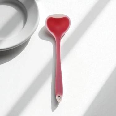 Imagem de Generic 1 colher para lavar à mão apenas concha de sopa de silicone translúcido nylon vermelho 28 cm