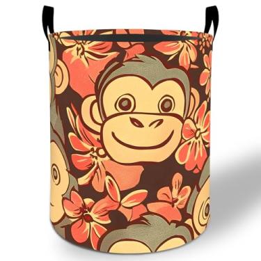 Imagem de Cesto de roupa suja Monkey 50 x 40 cm, bonito desenho animado dobrável à prova d'água, balde de armazenamento de roupas Oxford, para quarto, banheiro, quarto, berçário, decoração, organizador de