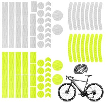 Imagem de QfwdfcTrenz 84 adesivos refletivos para bicicleta, adesivos refletivos, kit de várias formas, à prova d'água, refletores de entrada de automóveis para bicicleta, motocicleta, cadeiras de rodas
