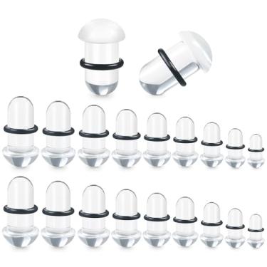 Imagem de Yaalozei Kit de alongamento 14G-00G de acrílico sólido alargador único alargador alargador para orelhas preto transparente com anel de vedação kit de alongamento expansor de orelha piercing corporal