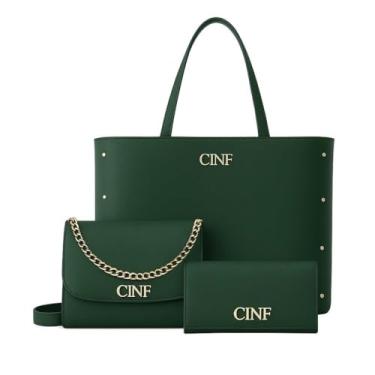 Imagem de Bolsas Feminina Kit Sacola Grande + Bolsa Pequena + Carteira (Verde Militar)