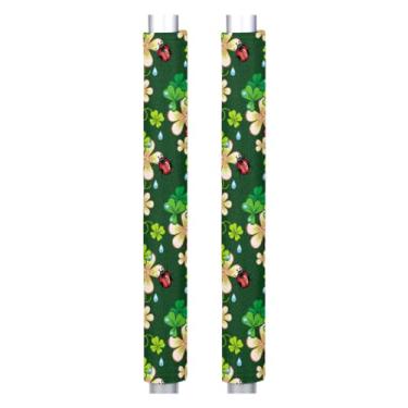 Imagem de Conjunto de 2 capas de maçanetas de geladeira para dia de São Patrício folha de cutelo verde lavável geladeira máquina de lavar louça moc forno decoração de porta capa protetora de alça mantém seu