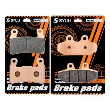 Imagem de SYUU Pastilhas de freio de metal para motocicleta dianteira traseira severa sinterizada para Harley Davidson FLDE Deluxe FXBB Street Bob FXBS/FXFB Fat Bob FXLR Low Rider 2018 FA265F FA710R