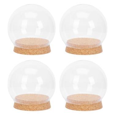 Imagem de SEWACC 4 peças de capa de vidro com base de cortiça, cúpula de flor eterna para decoração de férias, boneca e exibição de flores preservadas