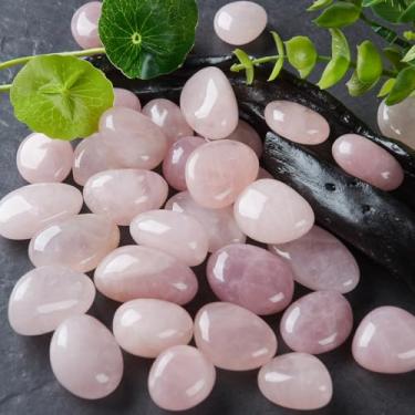 Imagem de Bolsa de 100 g Boho rosa natural pedras e cristais - Pedras preciosas polidas sortidas para decoração de casa e fabricação de joias
