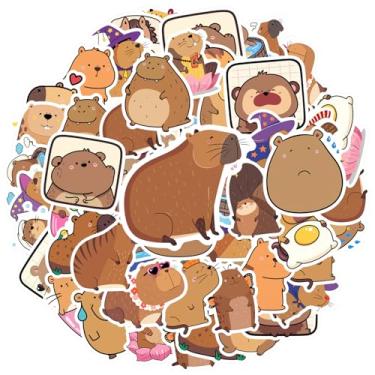 Imagem de 35 peças adesivos capivara fofo animal de capivara adesivo kawaii pet adesivo para garrafas de água, laptop, scrapbook, mala, capivara, festa de aniversário, lembrancinhas, presente temático de
