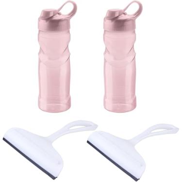 Imagem de Conjunto de 2 Rodo Plástico Multiuso Branco com Raspador 18cm + 2 Garrafa Squeeze Sport Fit 500 ML Rosa