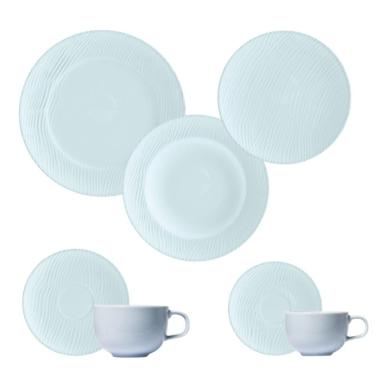 Imagem de Jogo Jantar  Chá 42 Peças Relevo Dunas Azul Germer Porcelana