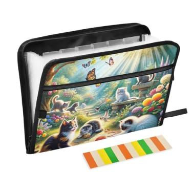 Imagem de Cute Garden Kittens Pasta de arquivo expansível à prova de fogo segura à prova d'água sanfonada pasta de arquivo para tamanho carta e tamanho A4 para material de escritório escolar