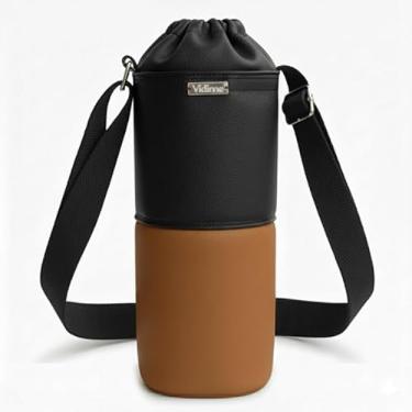 Imagem de Bolsa Térmica (PRETO COM CARAMELO) RAMIERE para Garrafa de 2 LITROS em Couro Sintético - Coleção Cores VERÃO 2026