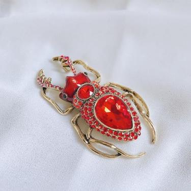Imagem de 1 pacote de broche de besouro de cristal para mulheres, broche de inseto vintage arrojado, broche de insetos para blazer de casaco, presente para ela, One Size, Metal, não
