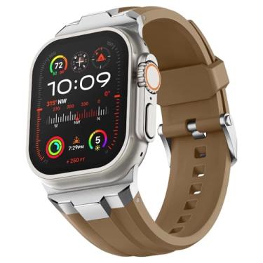 Imagem de KAVJU Pulseira de relógio esportivo, para Apple Watch Ultra 2 de 49 mm, 45 mm, 44 mm e 42 mm, conector de aço inoxidável 316L durável para iWatch Ultra 9 8 7 6 5 4 3 SE, 49/45/44/42mm, Ágata