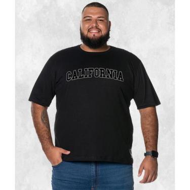 Imagem de Camiseta Algodão Unissex Plus Size Californ Hils, Preto, G2