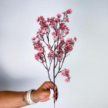 Imagem de Buquê de Cerejeira Artificial com Mosquitinho, 48cm, 5 Galhos, Flores Artificiais Decorativas para Arranjos, Casamento e Decoração de Casa(Rose,1 Unidade)