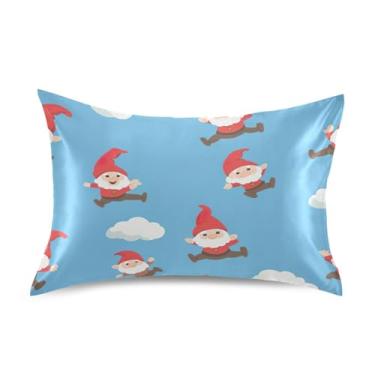 Imagem de Blueangle Linda fronha de cetim gnomos para cabelo e pele, fronha de seda, tamanho padrão (51 x 66 cm) - fronhas de cetim com fecho de envelope (250)