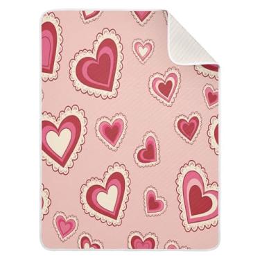 Imagem de Wassud Cobertor de bebê com motivos de corações para meninos e meninas, macio para bebês e recém-nascidos, cobertor aconchegante de algodão essencial para berçário, viagem, berço, carrinho 76 x 101 cm