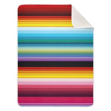 Imagem de Blueangle Cobertores de bebê listrados coloridos do México para cochilo de carrinho de bebê, 76 x 101 cm, cobertores aconchegantes e macios unissex para meninos, meninas, crianças, bebês (148)